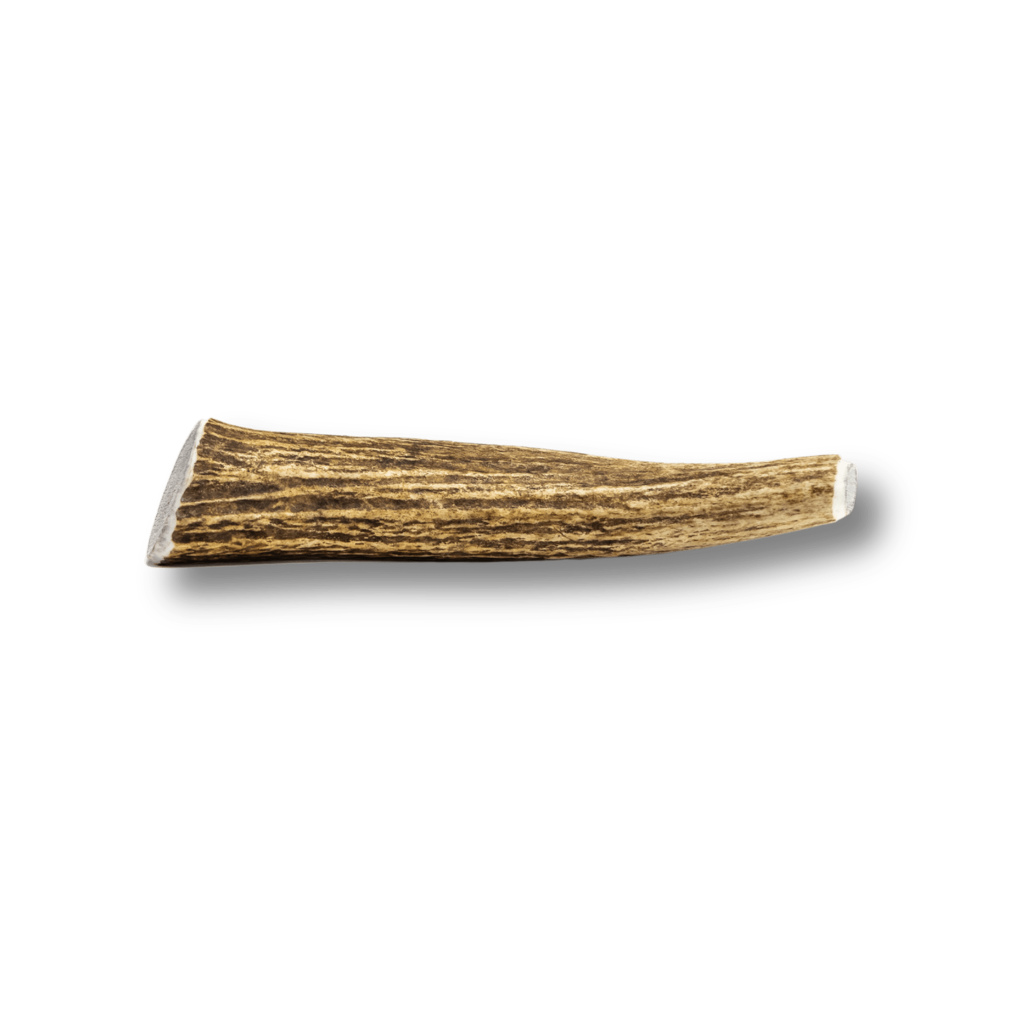 Product picture of a Dark Brown Colored Farmto-pettreats Large Whole Elk Antler on a White Background