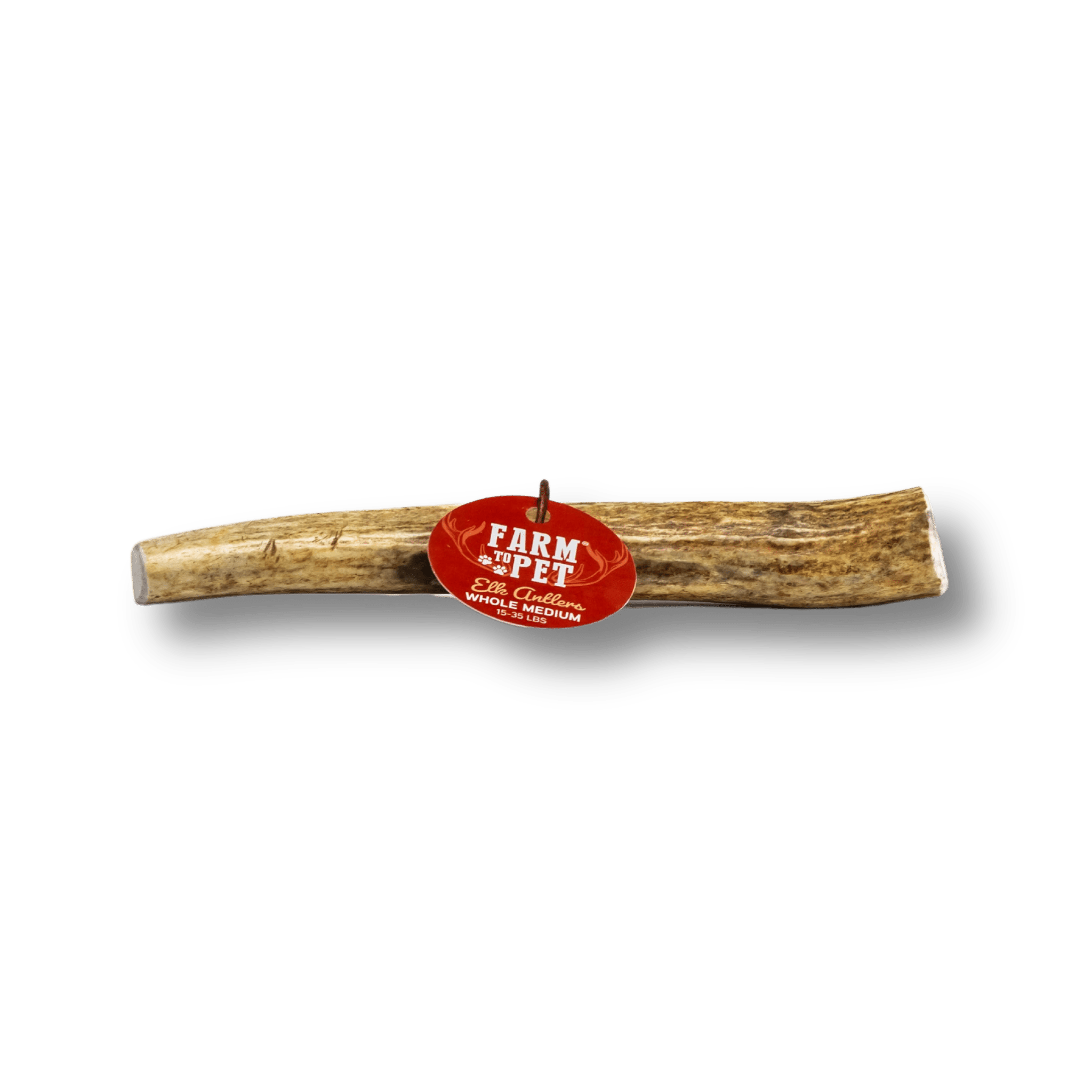 Product picture Farmto-pettreats Whole Medium Elk Antler on a white background.
