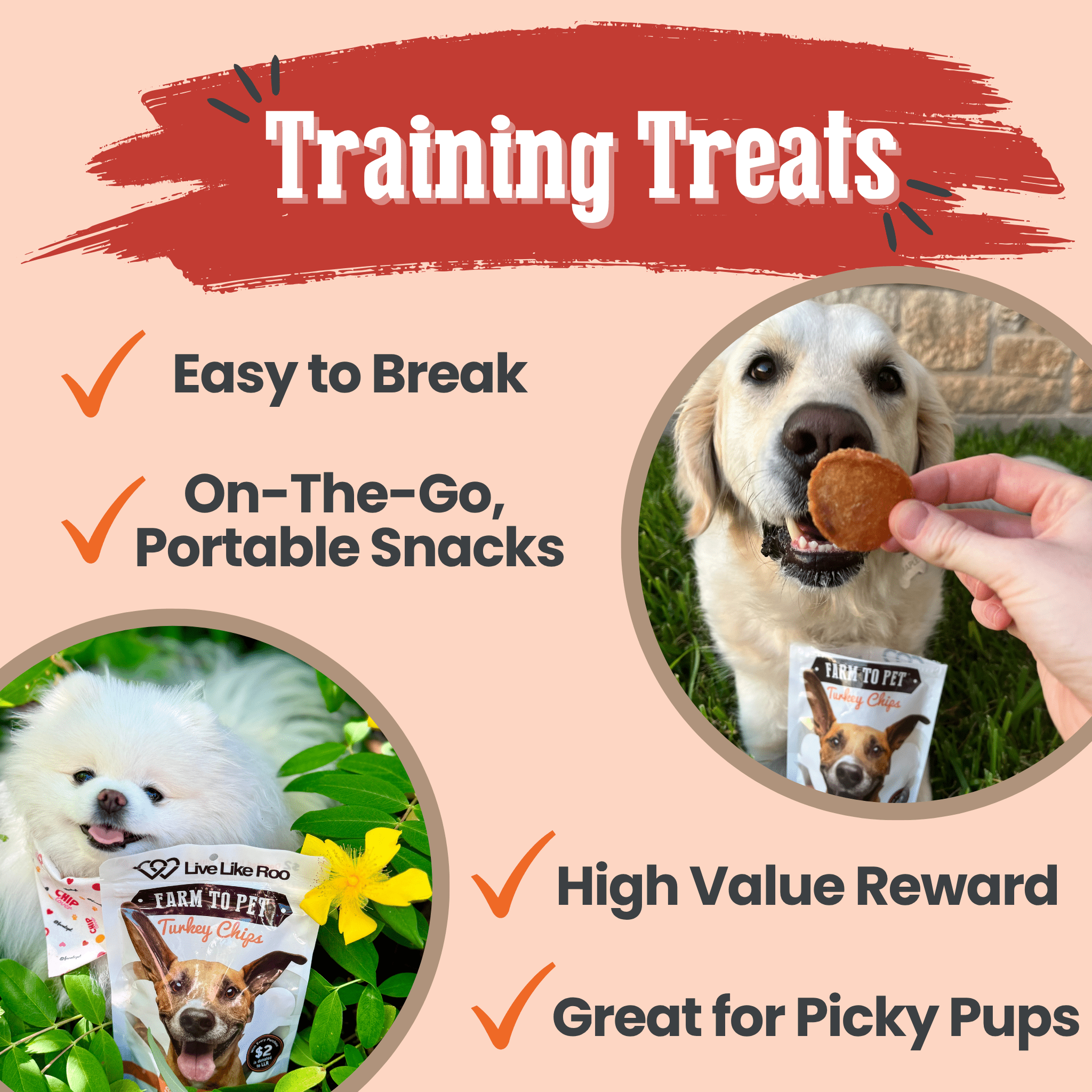 Live Like Roo Turkey Chips for Dogs | Dog Treats That Give Back - Farmto-pettreats
