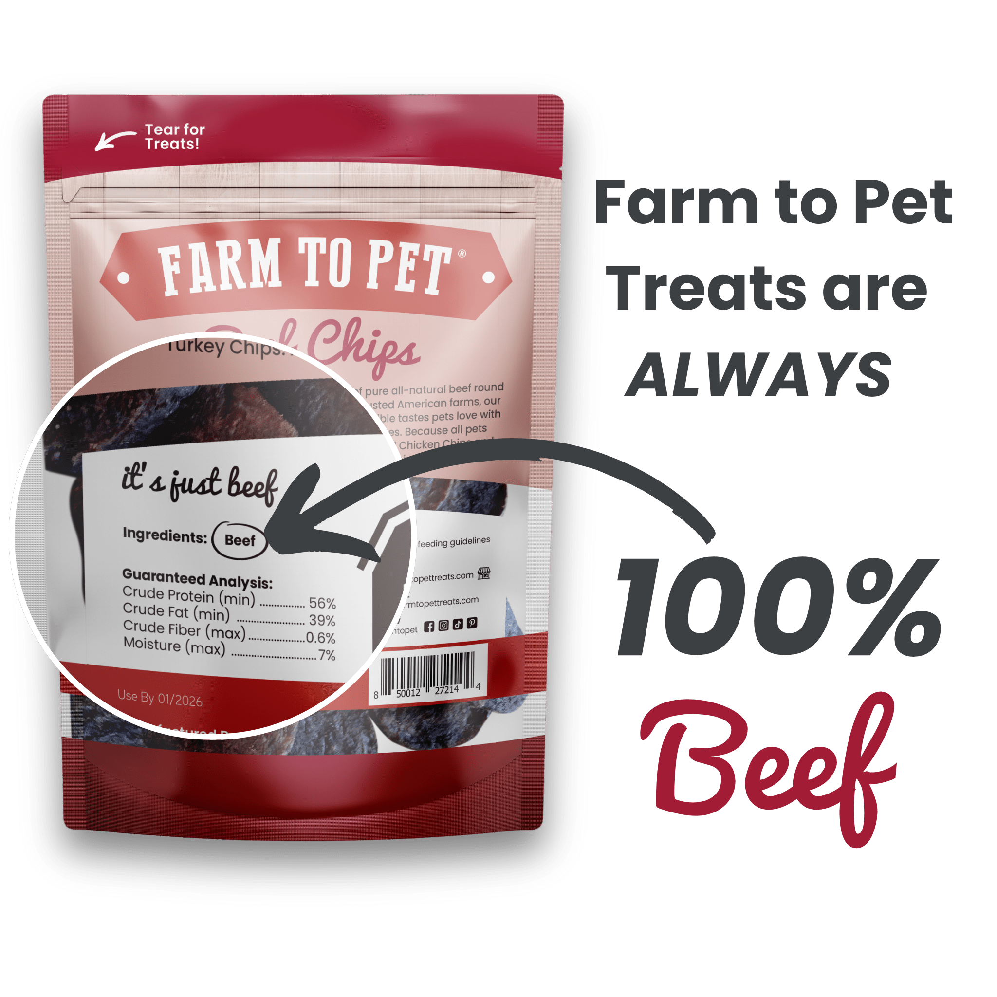 Beef Chips Dog Treats | Single-Ingredient Healthy Treats for Dogs