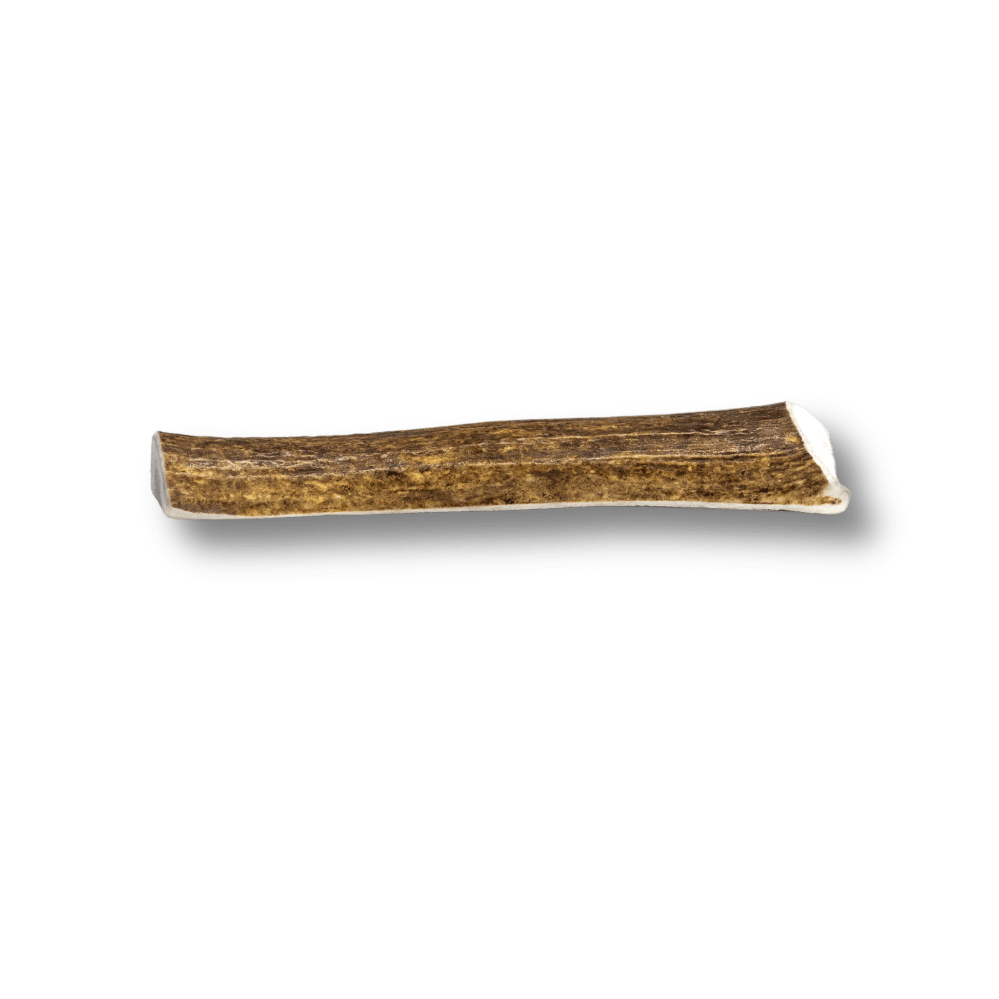 Product picture of  a Farmto-pettreats Split Large Elk Antler on a white back ground.
