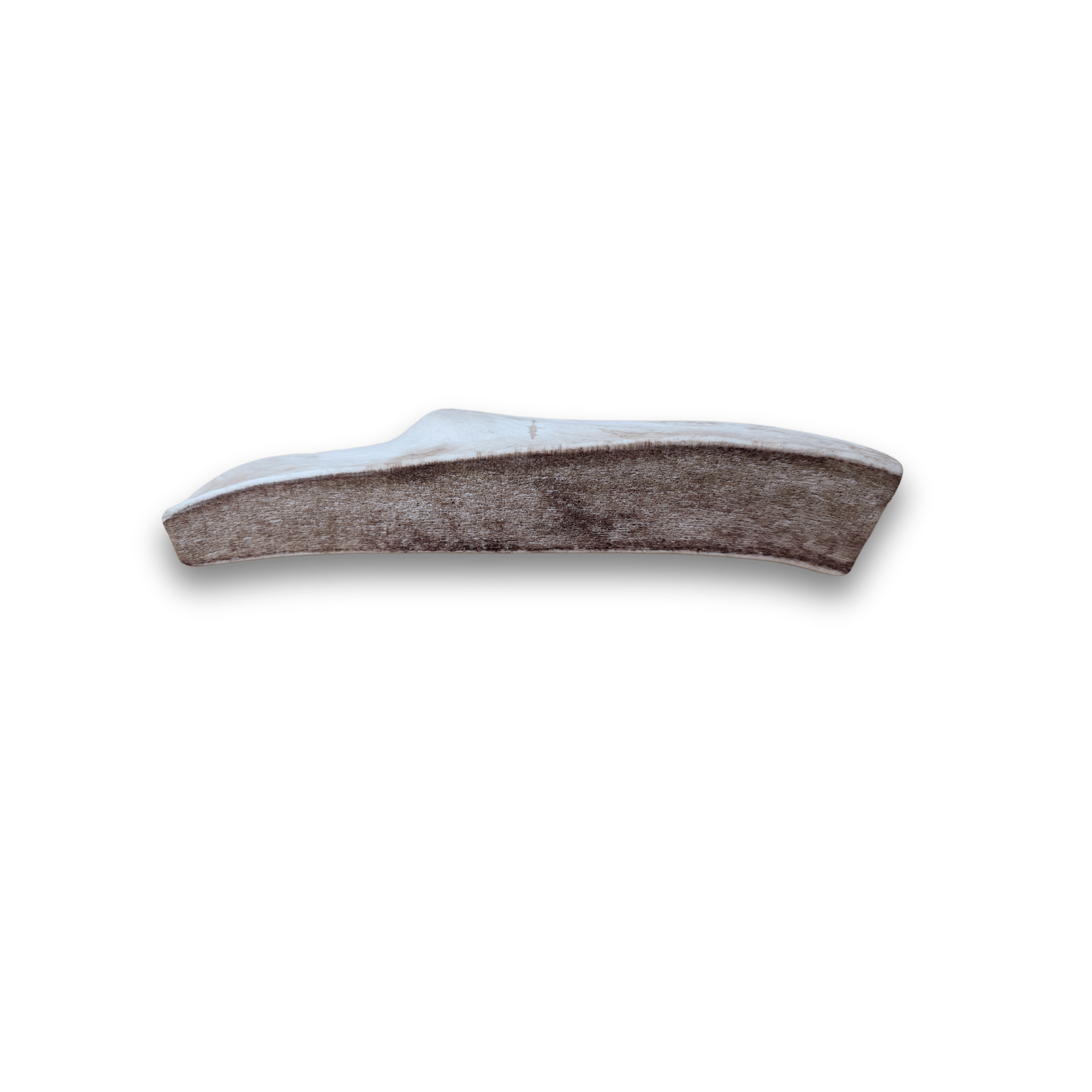 Product Photo of a Farmto-pettreats Split Medium Elk Antlers for Dogs on a white background.
