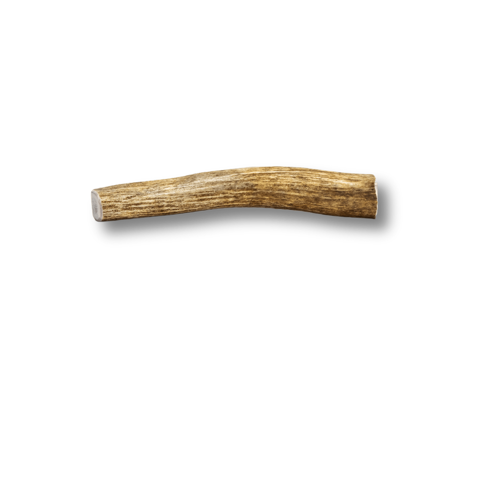 Product Photo of a Farmto-pettreats Medium Split Elk Antler in Medium Brown Color on a White  Background.
 