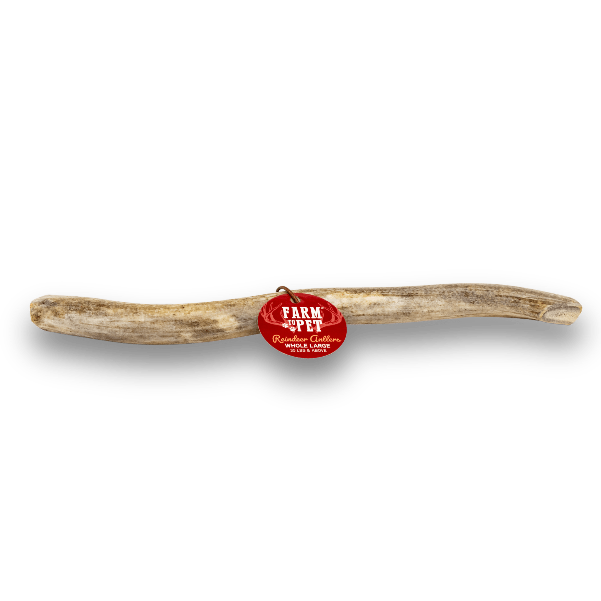 Product of Farmto-pettreats Whole Reindeer Antler for Dog in white background.