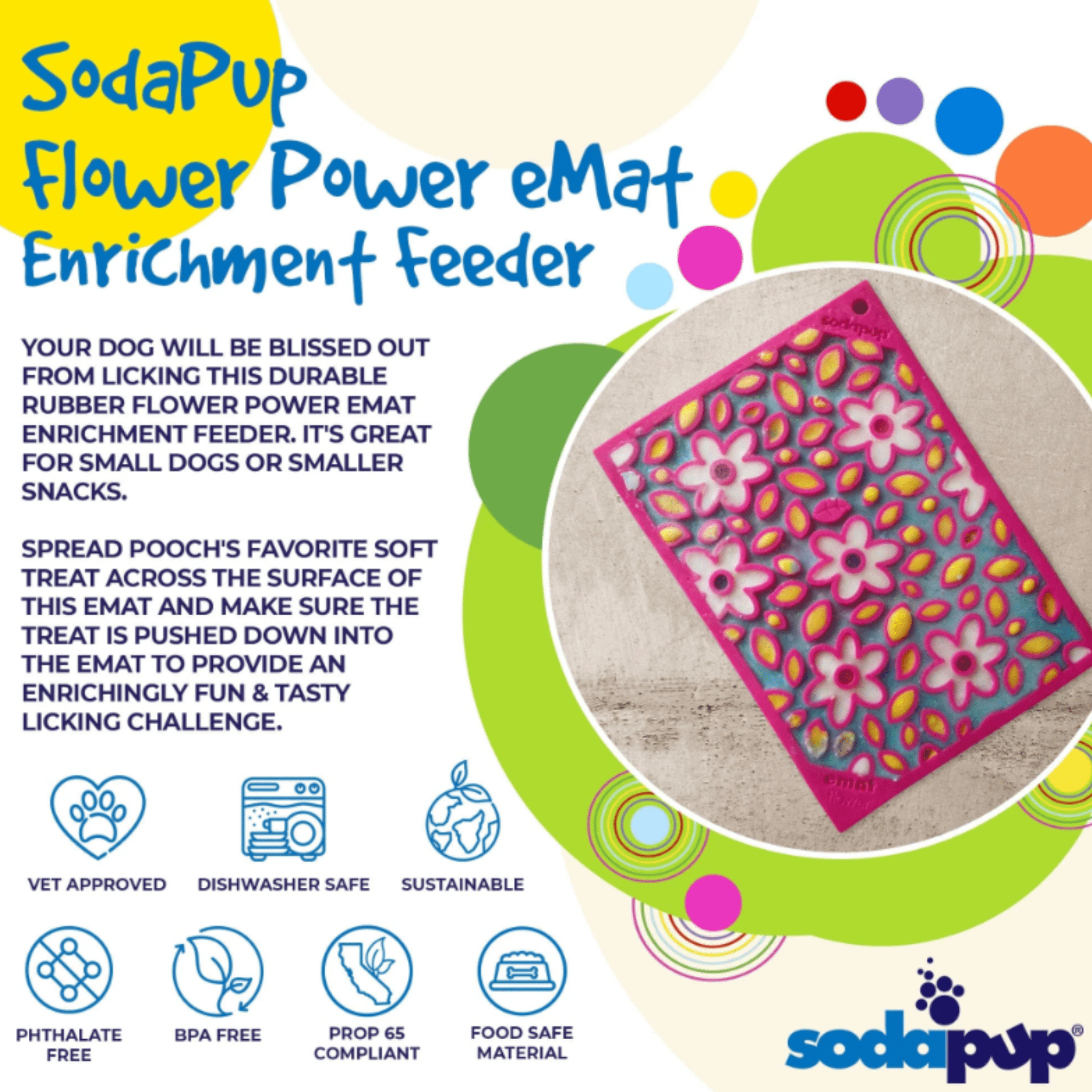 Dog Lick Mat | Flower Power Design